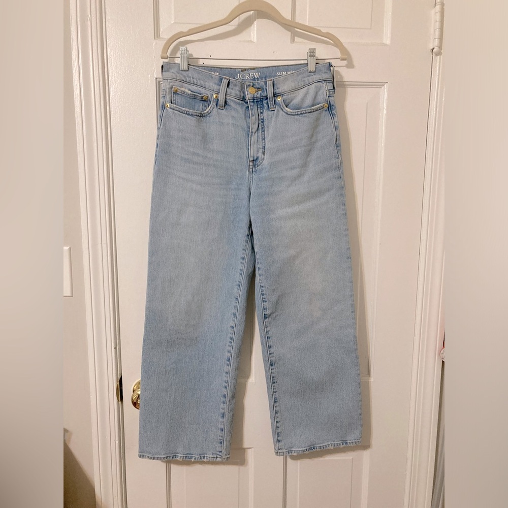 J. Crew Slim Wide Leg jeans in light blue Elias wash 27
